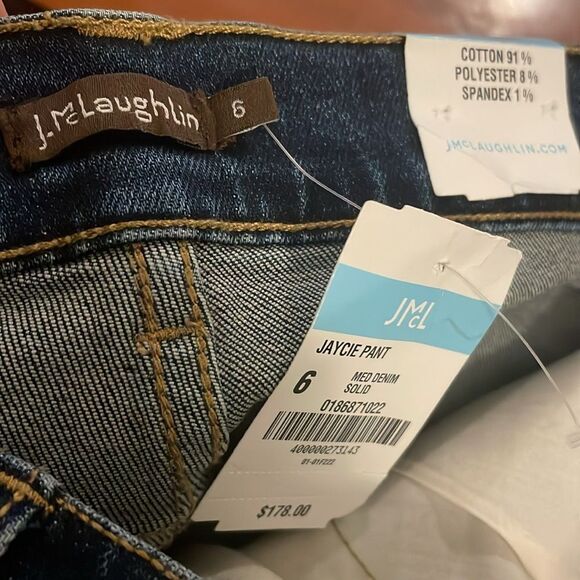 J. McLaughlin Jaycie Jeans Medium Denim Blue Stretch Size 6 - Picture 9 of 10